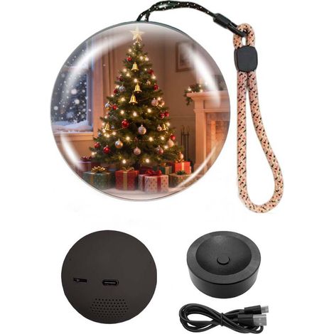 Lampe sphérique souvenir de Noël 2026, boule de cristal de 2,7 pouces avec lecteur vidéo, lampe sphère souvenir, cadeau personnalisé avec vidéos et ph (1/5)