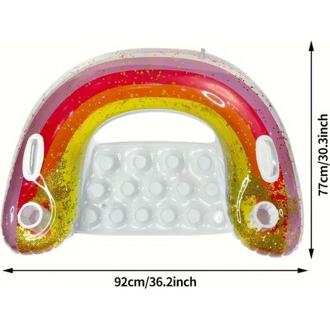 1 siège gonflable en forme de U à paillettes arc-en-ciel, rangée flottante (1/3)
