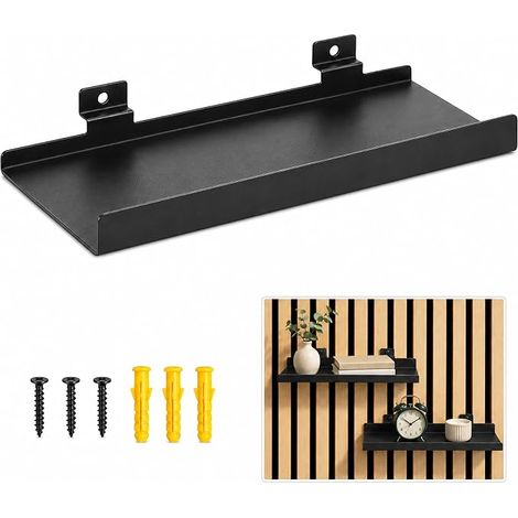 Acoustic Panel Shelf, Metal Wall Shelf, 25 x 11 cm, Wall Storage for Living Room, Bedroom, Office, Kitchen, Acoustic Panel Accessory, Black (1/5)