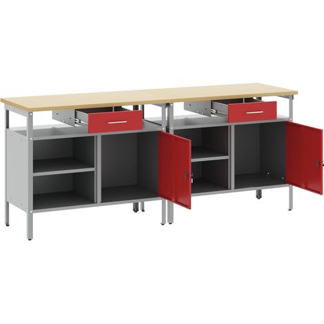 vidaXL Conjunto de banco de trabajo 2 uds. Rojo (1/2)