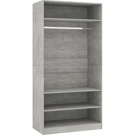 Garde-robe Design moderne, Armoire Etagère de rangement, Gris cement 100 x 50 x 200 cm Aggloméré OIB7402E (1/5)
