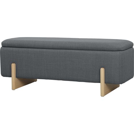 Tabouret avec espace de rangement, banc avec rembourrage en mousse, imitation lin, 111 x 44 x 44,5 cm, gris foncé (1/5)