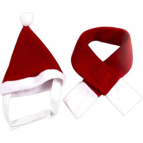 Ensemble bonnet et écharpe de Noël pour chien et chat, déguisement d'hiver, accessoire photo (taille S)-S (1/2)