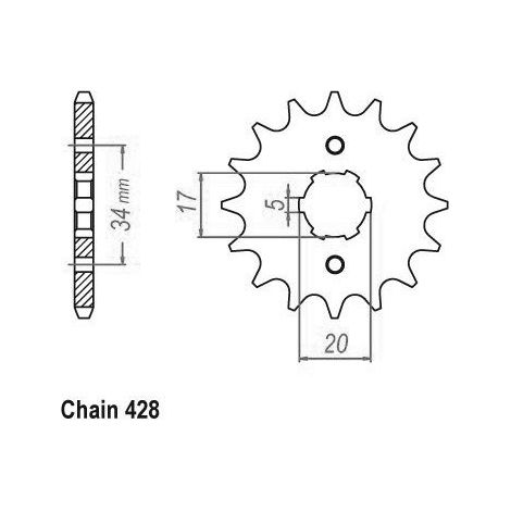 Pignon avant JT F1264-17, 17 dents, taille 428
