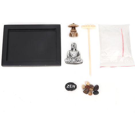 Bac à Sable Zen en Bois Artisanal pour Décoration de Bureau Paysage Sec Méditatif Unique (1/5)