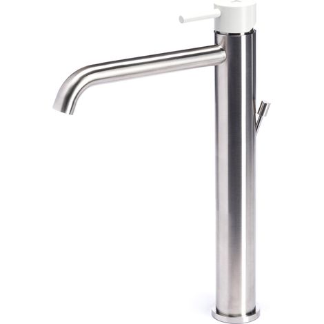 Rubinetto Miscelatore Monocomando Lavabo Alto in Acciaio Inox Maniglia Perla (1/2)
