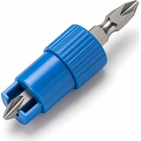 Embout tournevis cruciforme magnétique à ressort acier chrome vanadium bleu (1/5)