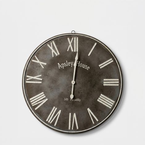 Orologio da parete vintage grande in ferro e legno Hugo (1/2)