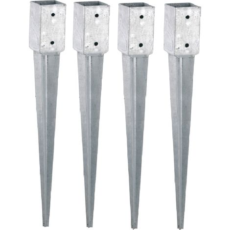 Winox – Support à enfoncer pour poteau 7x7 cm – Acier galvanisé à chaud – Fixation 4 trous Ø 10 mm – Lot de 4 unités pour clôtures légères (1/2)