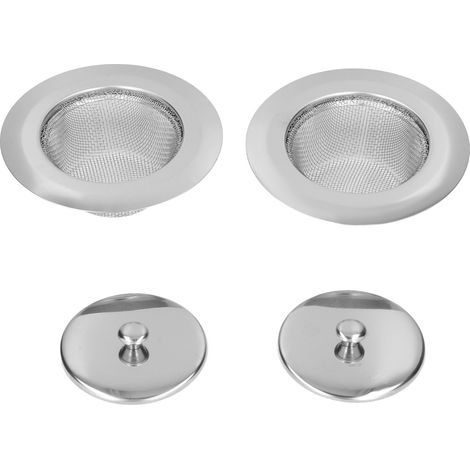 Lot de 2 crépines d'évier en acier inoxydable antirouille avec couvercles pour bonde d'évier de cuisine