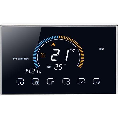 AC95-240V Smart-Thermostat BHT8000GA Schwarz, LCD-Touch-Temperaturregler für die Warmwasserbereitung im Haushalt, Wandregler mit Display. (1/5)