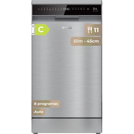 EVVO D4X Slim Lavavajillas 45cm Libre Instalación 11 Cubiertos 8 Programas Clase C (1/5)