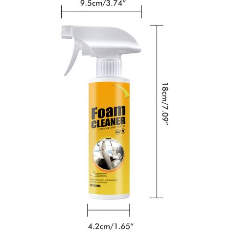 Nettoyant mousse multi-usages 250 ml, anti-décoloration et anti-âge, pour le nettoyage automobile, intérieur de voiture et maison. Élimine la saleté. (1/5)