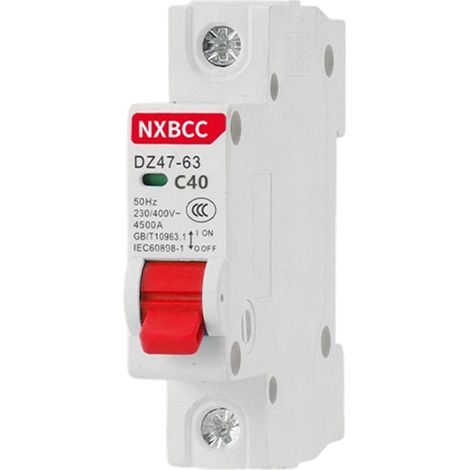 1 disjoncteur monophasé, 250 V CC, 40 A, montage rail DIN, pouvoir de coupure 6000 A, pour systèmes photovoltaïques et marins (1/5)