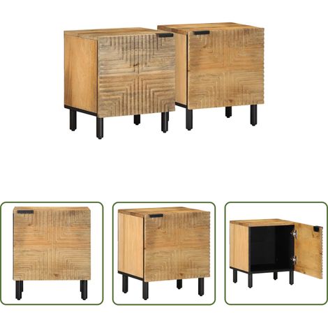 Bois de manguier - Tables de chevet 2 pcs 40x33x46 cm bois de manguier solide (1/5)