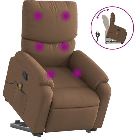 Maison Exclusive - Silla de masaje reclinable de pie de tela marr