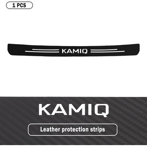 (1 pièce pour Kamiq) Autocollants de protection de seuil de porte de coffre arrière en fibre de carbone pour Skoda Vrs Fabia Kamiq Karoq Kodiaq Rapid Octavia Scala Superb (1/3)