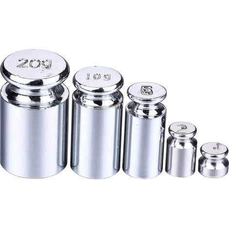 Kit de poids d'étalonnage en acier chromé (1 g, 2 g, 5 g, 10 g, 20 g) pour balance numérique (1/3)