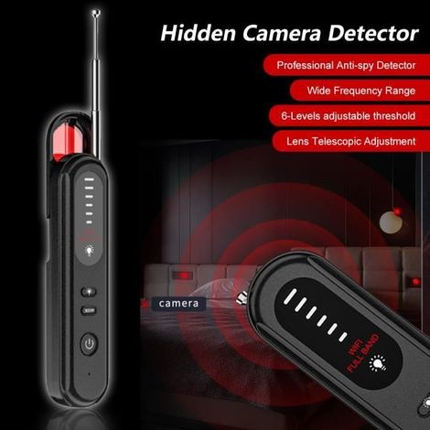 Détecteur de caméra cachée, 6 niveaux de sensibilité, détecteur de traceur GPS et signal RF, détecteur de Caméra Cachée Anti-Espio (1/4)