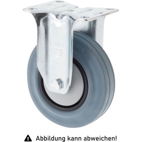 Rollcart TPE-Bockrolle Ø200x50mm in grau 205kg Tragkraft mit Kunststoff-Felge