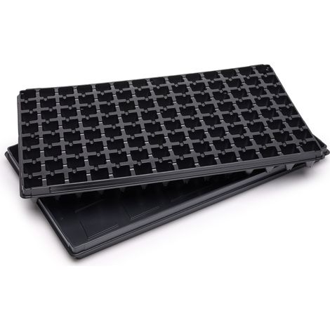 Garronda Bac à Semis, Plateau de Semis 112 Cellules, Mini Serre Interieur pour Germination et Culture, Plaque de semis idéal pour Potager, Bac de Germination avec Drainage (53x32 cm, Noir) (1/5)