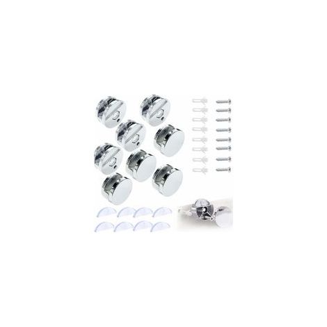 Support Mural Miroir De Fixation, Pince de Verre Miroir Rond Support Miroir, Accroche Miroir, Fixation Miroir Supports, pour 3-5mm Miroir avec Entretoise Verre, 8 Pièces (1/4)
