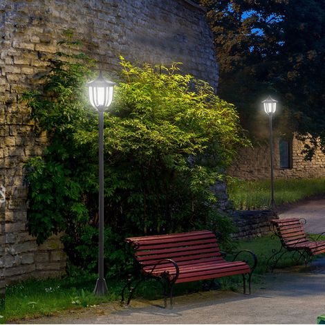 CHICFURN Lámpara solar LED de jardín negra 26,5 x 177 cm, 30/60 lúmenes, IP44 (1/5)
