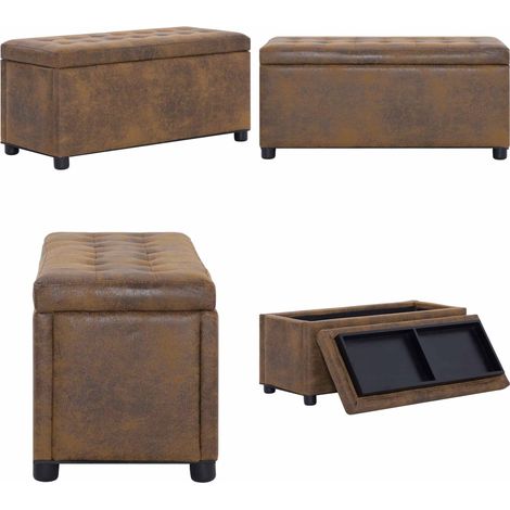 Ottoman mit Stauraum 87,5 cm Braun Wildleder-Optik - Sitztruhe - Aufbewahrungsbox - Wohnzimmer Deko - Wildleder Optik - Couchtisch Alternative - Home & Living
