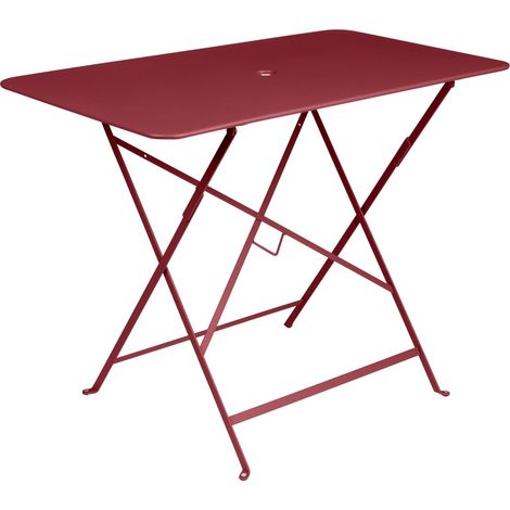 Table Bistro Rectangulaire en Acier, 57 x 97 cm, 4 Places, Pliable, pour Extérieur, Style Parisien, avec Trou Parasol