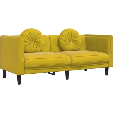 Canapé avec coussins 2 places，Sofa pour Salon，Banquette jaune velours CFW698122 (1/5)