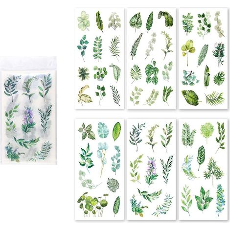 Album photo 12 stickers plantes vertes feuilles fleurs (1/4)