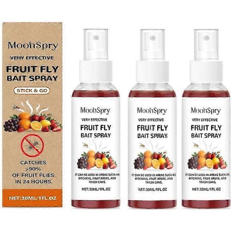 3 piècesSpray anti-mouches des fruits 30 ml pour la cuisine. Solution naturelle contre les moucherons et les moucherons. Pièges à attractif longue durée pour évier et plan de travail. (1/5)
