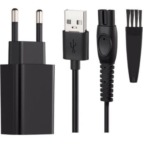 Chargeur USB Cordon de charge pour rasoir Philips 5V - Compatible avec QP2724, QP2734, QP2824, QP2834, X3001, S3145, MG5910, BG5021 - Adaptateur secteur avec câble de 1,5 m et brosse de nettoyage, Pas (1/5)