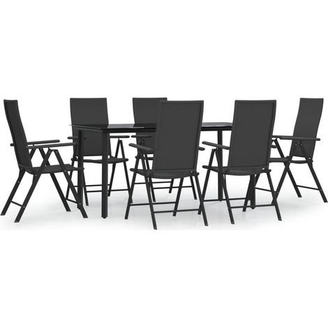 Maison Exclusive - 7-tlg. Garten-Essgruppe Schwarz Poly Rattan (1/5)