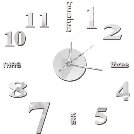 Horloge Murale DIY Sans Cadre Miroir 60cm Silencieuse en EVA Doré Argent Noir Décoration Salon (1/5)