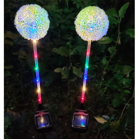 Lot de 2 lampes solaires décoratives en forme de pissenlit, pour jardin, terrasse, balcon, allées et aménagements paysagers extérieurs.-AquaForge (1/5)