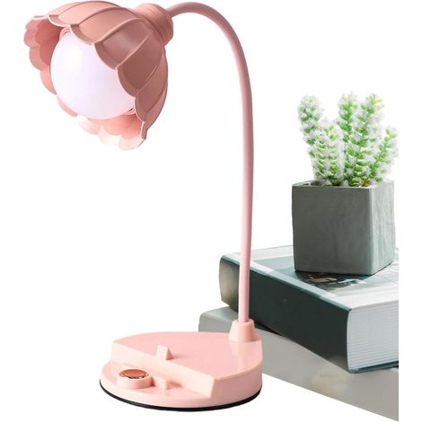 Lampe de Bureau Col De Cygne À Intensité Variable Anti-Éblouissement Mignon - Lampe LED À Motif Floral,Pour les études, la lecture, la chambre, le salon, l'appartement, famille, et les amis (1/5)