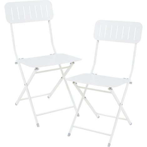 Juego de 2 sillas plegables de exterior para jardín camping y terraza acero blanco 030009650 (1/5)