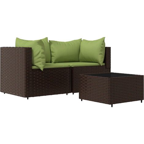 Maison Exclusive - 3-tlg. Garten-Lounge-Set mit Kissen Braun Poly