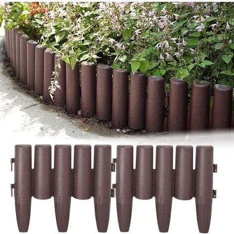 Bordure de jardin en polypropylène durable Lot de 5 pièces 28 cm x 24 cm Aspect bois pour délimitation esthétique des plates-bandes (1/5)