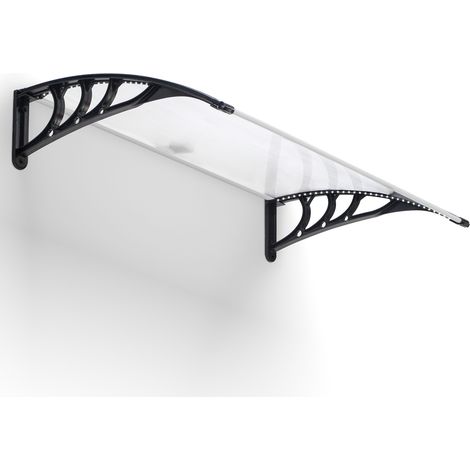 Idmarket – Auvent de porte marquise 80 x 120 CM – LED solaire – Panneaux en polycarbonate – Installation facile – Design moderne