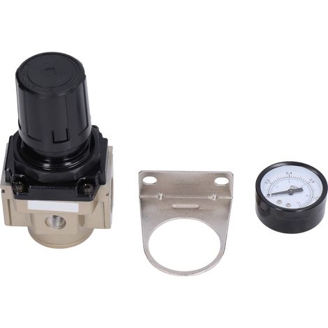 Régulateur de pression en alliage d'aluminium et acier inoxydable, vanne de régulation avec filtre intégré, manomètre, pour compresseur et circuits pneumatiques (1/5)