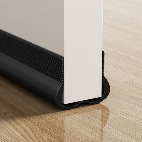 Joint de porte PVC souple noir, coupe-vent pliable, profil ondulé, protection et étanchéité pour porte (1/5)