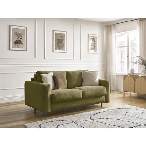 BOBOCHIC - Canapé droit convertible NOUVEAU COCOONE ouverture express tissu texturé  140x200 Vert (1/5)