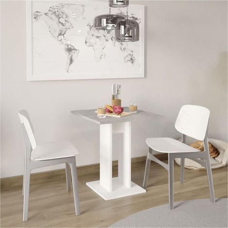 Table bistrot carrée 70x77,5 cm blanche et gris béton (1/5)