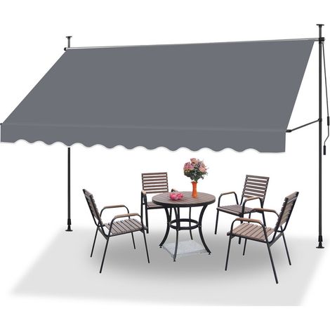 Garden Awnings 300x120cm Manual Adjustable Awning DIY Patio Garden Awning Sun Shade Shelter Canopy with Hand Crank for Patio Garden Grey (1/3)