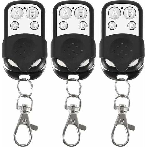 Set di 3 telecomandi universali per cancelli automatici, frequenza 433,92 MHz, codice fisso, 4 pulsanti per comandare fino a 4 porte (1/4)