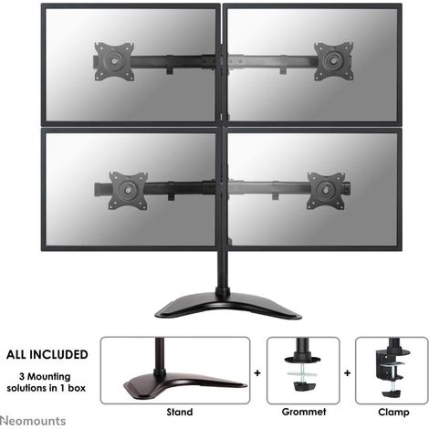 Neomounts Supporto da tavolo per monitor NM-D335D4BLACK 4 Display: (s) 25,4 cm (10) - 68,6 cm (27) Nero Inclinabile, (1/4)