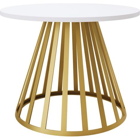 Mesa de centro Oswego 130, Blanco, 45x0x0cm, Diámetro: 58, Aglomerado laminado, Redonda