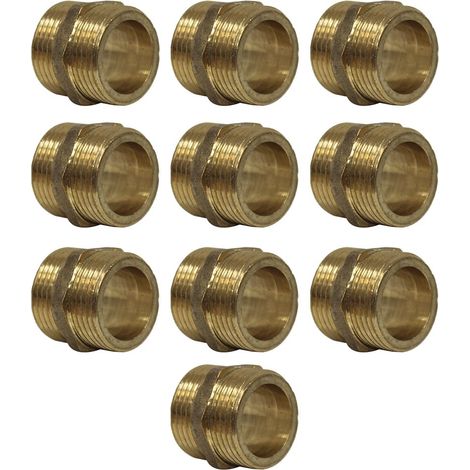 Lot de 10 Mamelons Laiton Égal mâle/mâle 1" (26/34) - Joint Plat - Arcanaute (1/4)